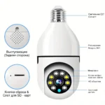 Wi-Fi Smart Camera, Wireless WiFi Light Bulb Camera 360°Panoramic Surveillance Camera